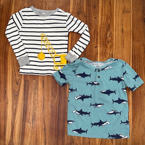 Kids 2 Carters Shirts - Long Sleeve and T Shirt Henley Size 5T - Picture 1 of 7